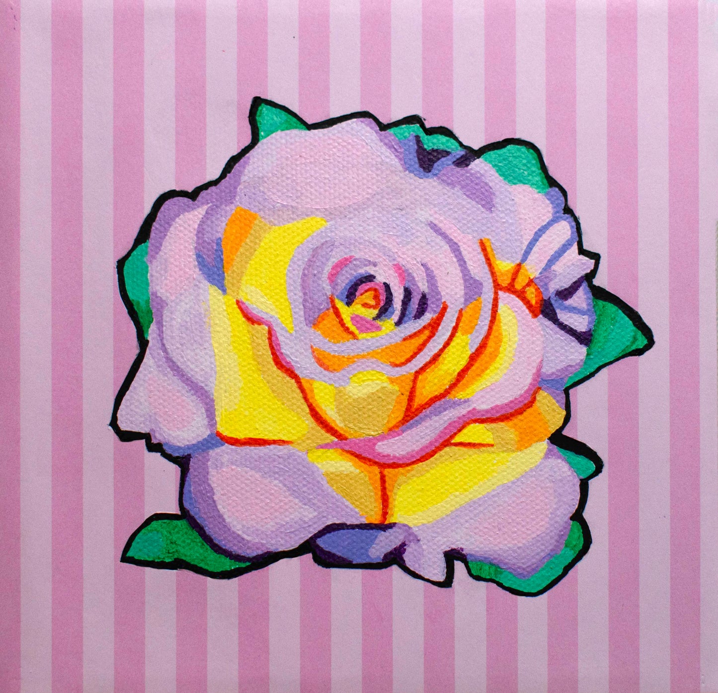 Rose w. Pink Stripes (w. frame)